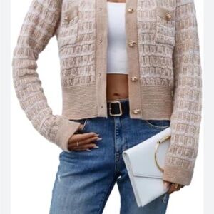 SHEIN Beige Textured Cardigan